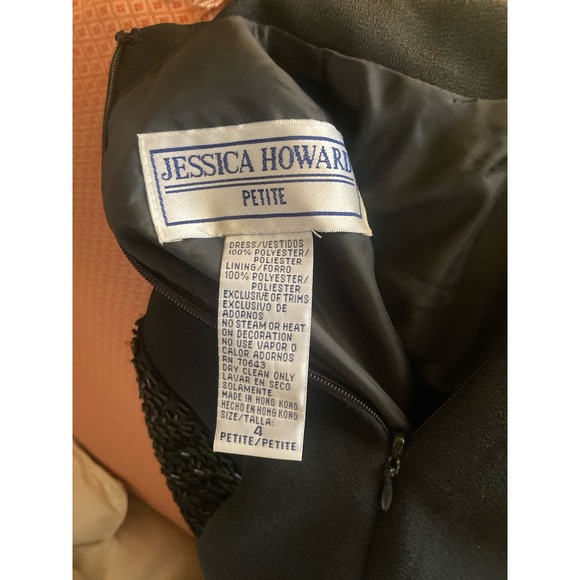 90's VTG Jessica Howard Cocktail Dress Size 4P Black Beaded Accent - Picture 6 of 6